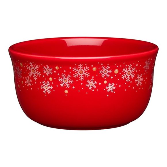 HOMER LAUGHLIN FIESTA SCARLET SNOWFLAKE 28 OZ GUSTO BOWL RETIRED USA